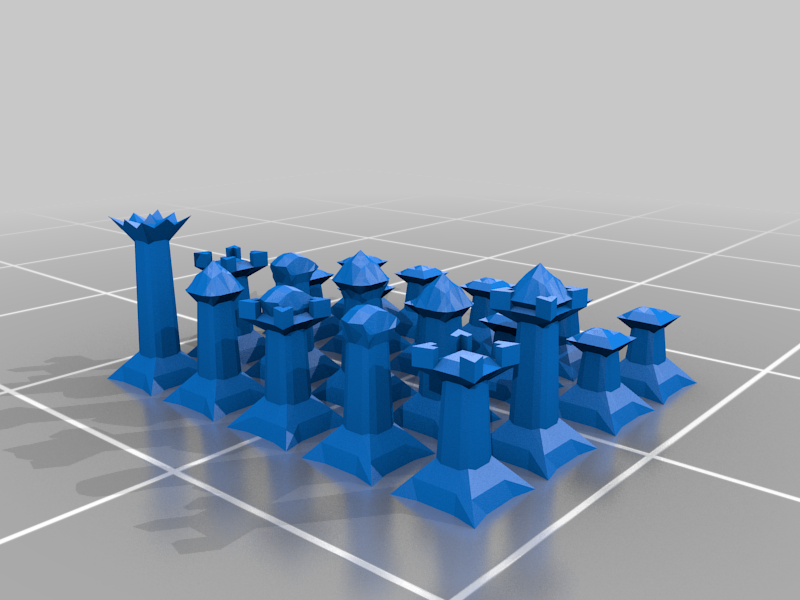 Low Poly Capablanca Chess Set