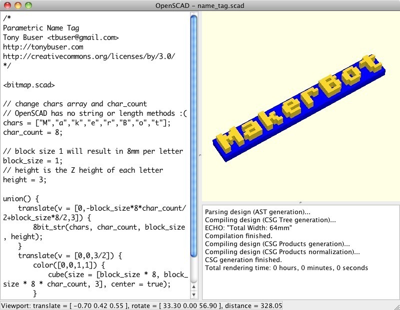 OpenSCAD Bitmap Fonts Module