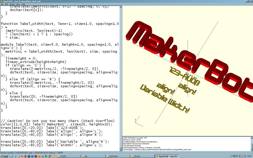 MakerBot Font (parametric and variable-width!)