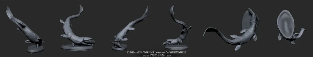 Tylosaurus proriger capturing Pachyrhizodus - Model