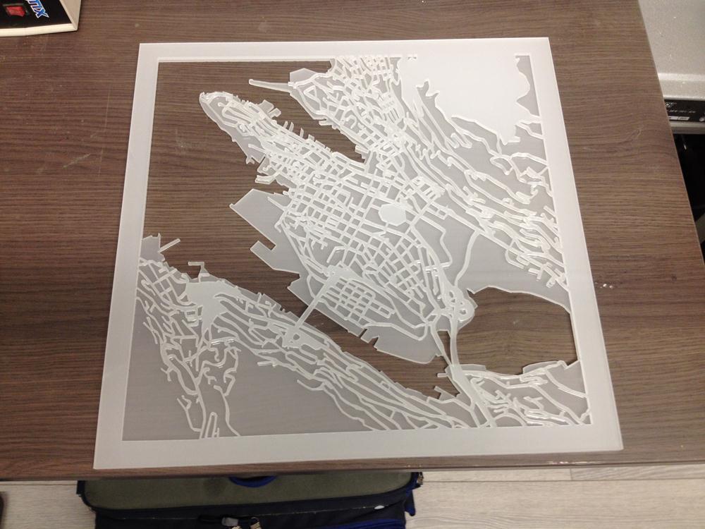 Lasercut map of Bergen, Norway