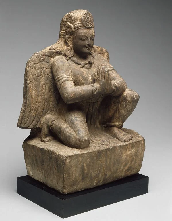 God Vishnu's Mount, Garuda, Kneeling with Hands in Gesture of Adoration (Anjalimudra), 14th century