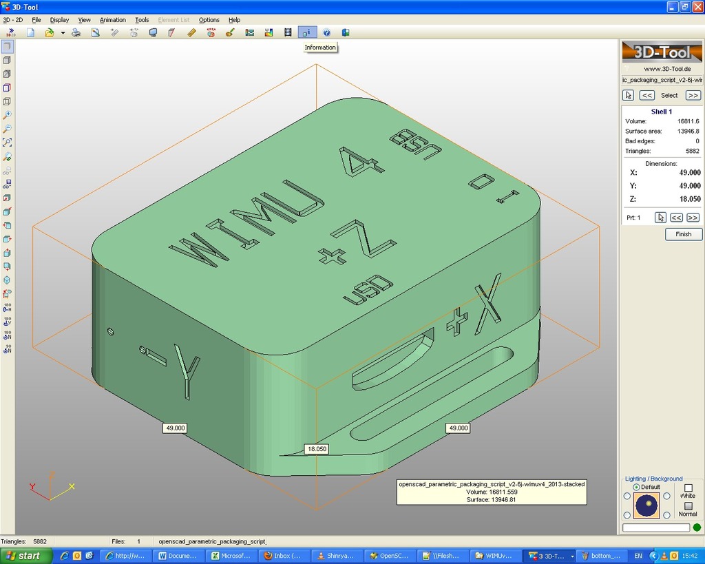 WIMUv4 Packagaing from OpenSCAD Parametric Packaging Script v2