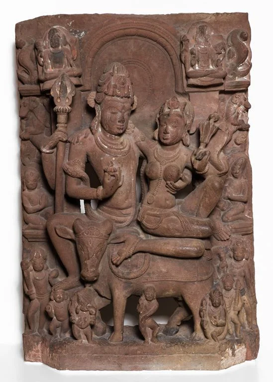 Shiva and Uma Seated on the Bull Nandi in Loving Embrace, 9th century