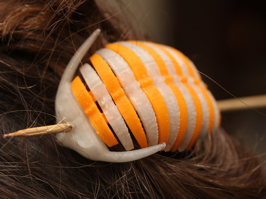 Skewered Trilobite Hair Clip (small, simplified, plated)