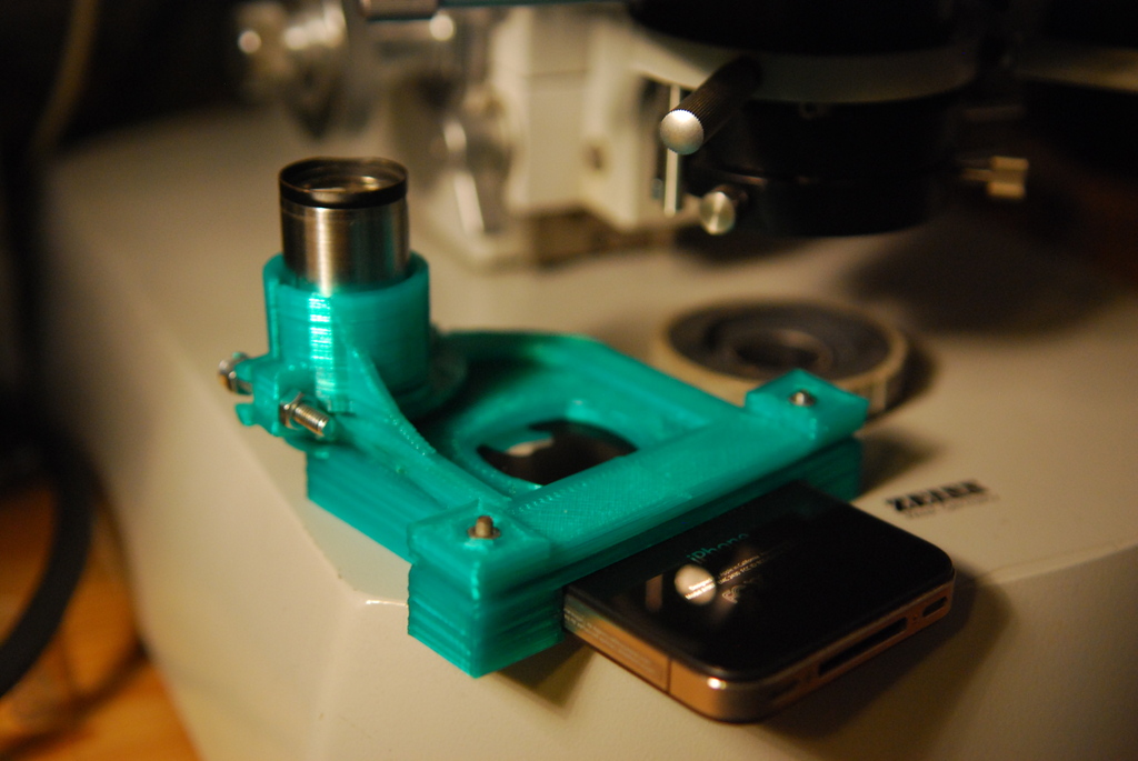 Microscope adapter for Apple iPhone 4 or 4s camera