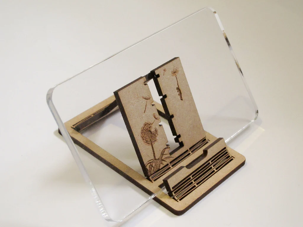 Phone Stand & Headphone Wrap (Laser Cut and Living Hinges)