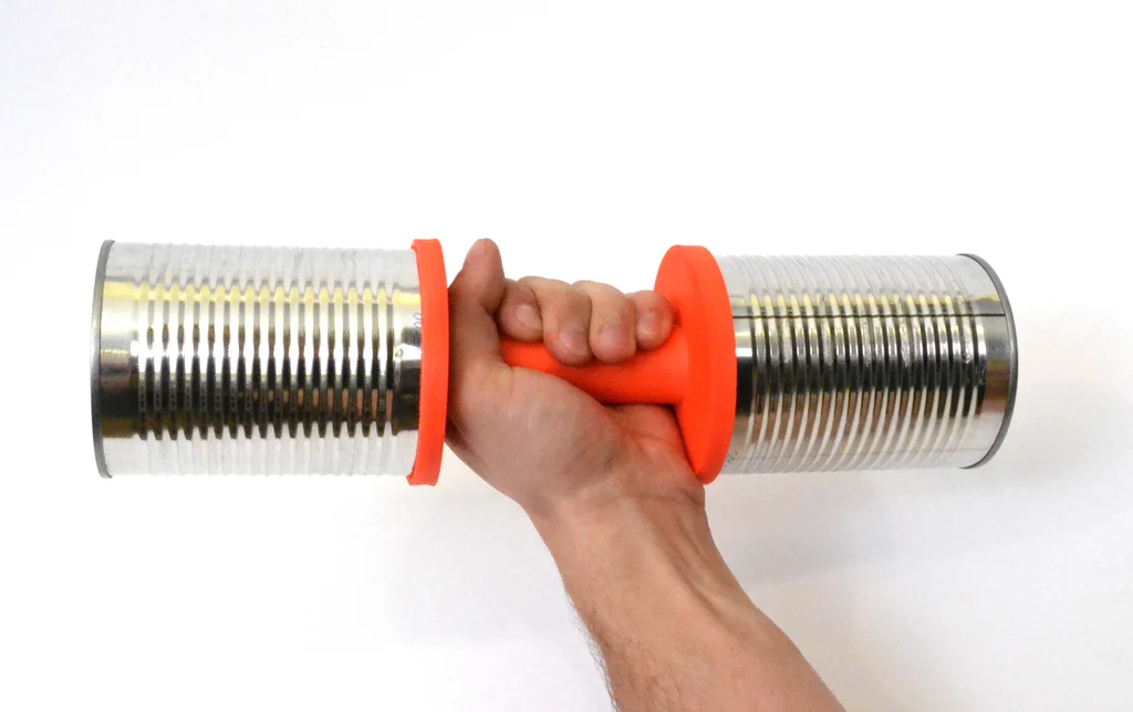 Tin can dumbbell by Samuel Bernier
