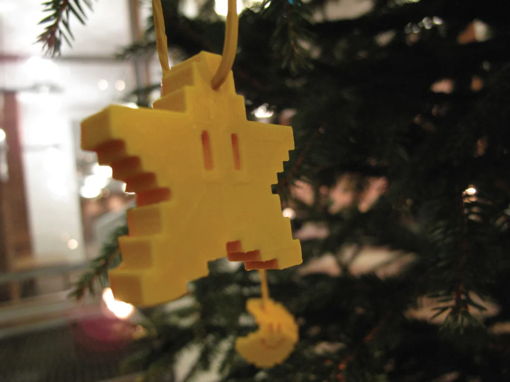 Pixel Christmas star & moon