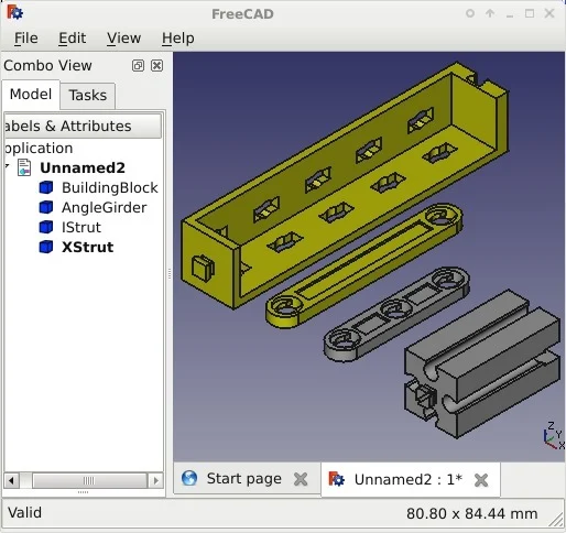 Parametric Fischertechnik Parts for FreeCAD