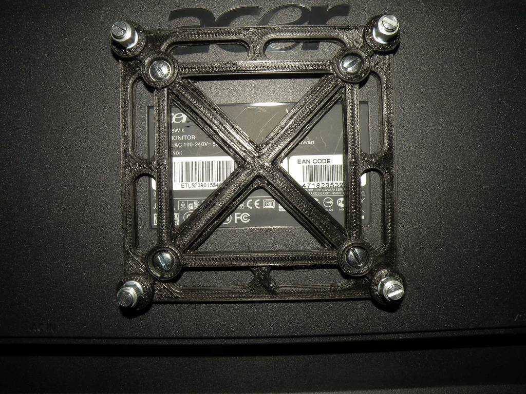 Printable Parametric VESA 75/100 Adaptor for Mounting ITX Cases Etc.