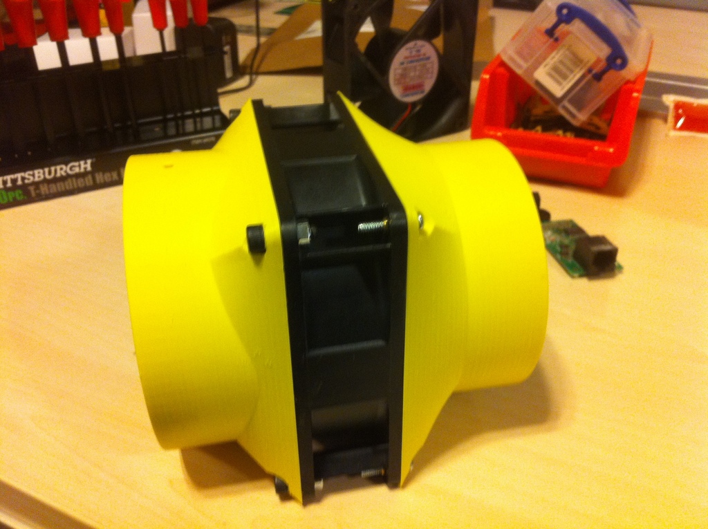 Box fan adapter to 4-inch pipes and ducts