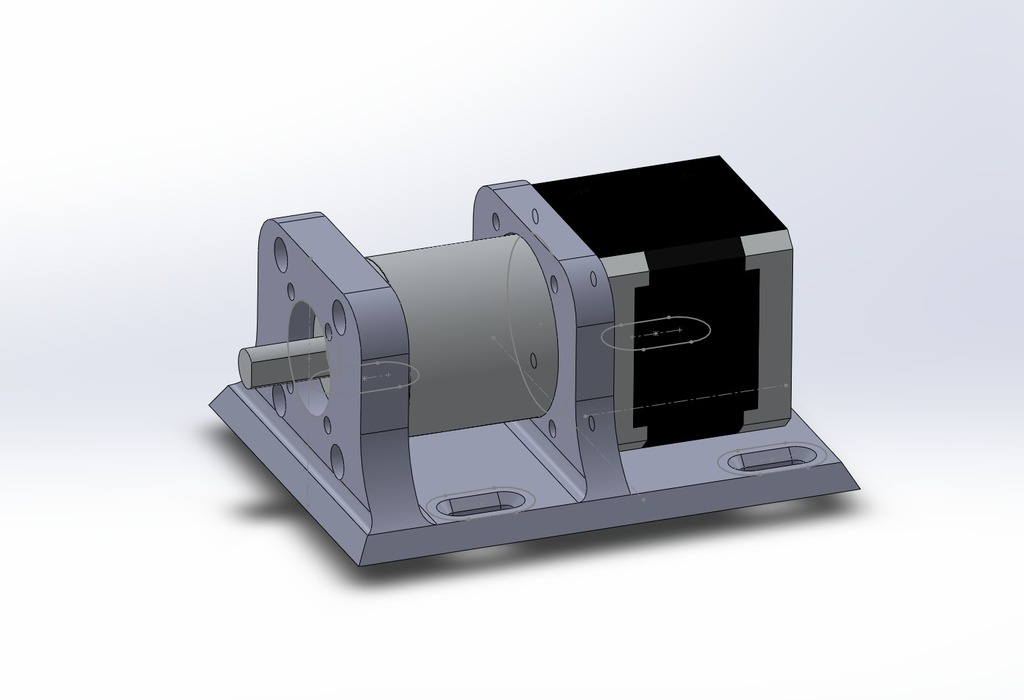 Horizontal fixure for a Nema 17 Stepper Motor with a 99,55 Planetary Gearbox attached.... (Phidgets 3319)