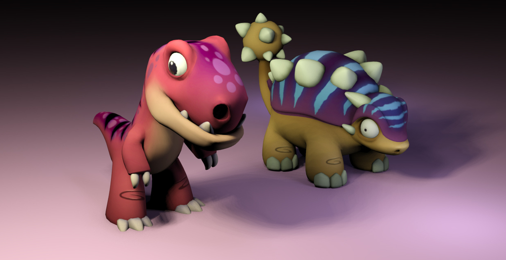 Two Dinosaurs without support
