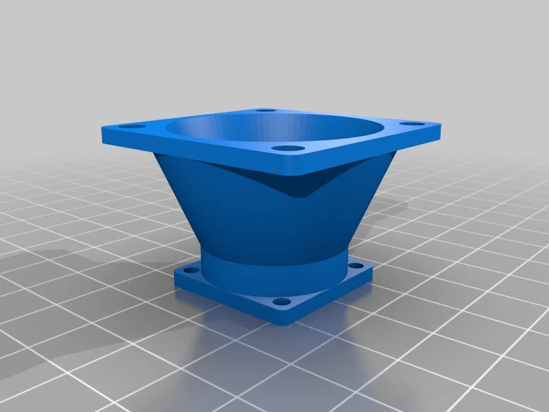 Parametrizable any size to any size fan adapter with manifold tube angle