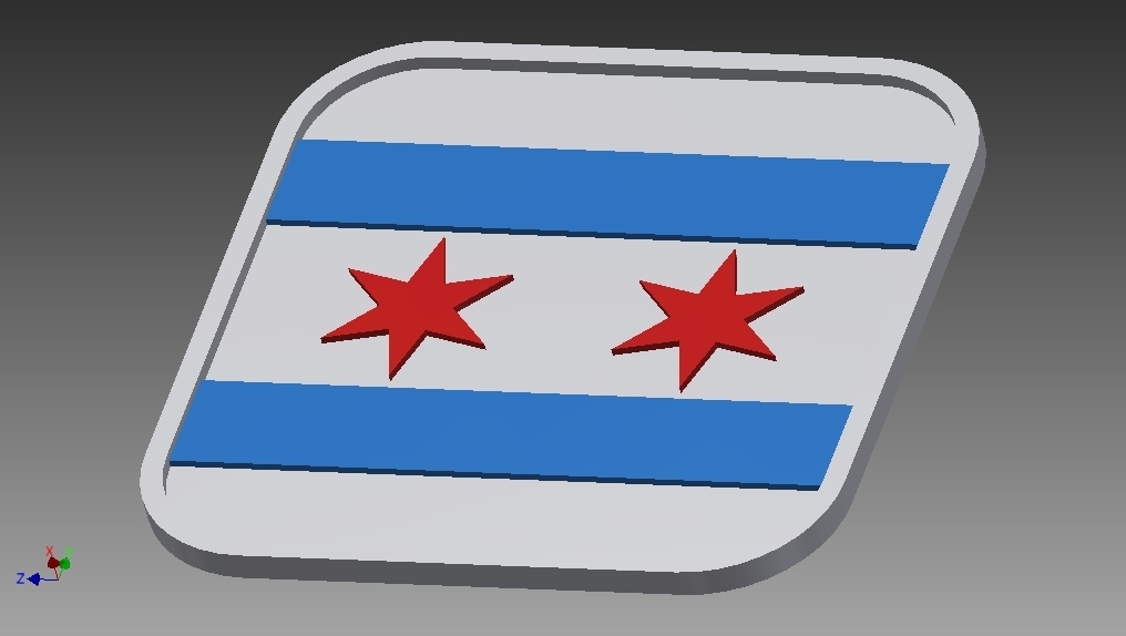 2-Star Chicago Flag Coaster