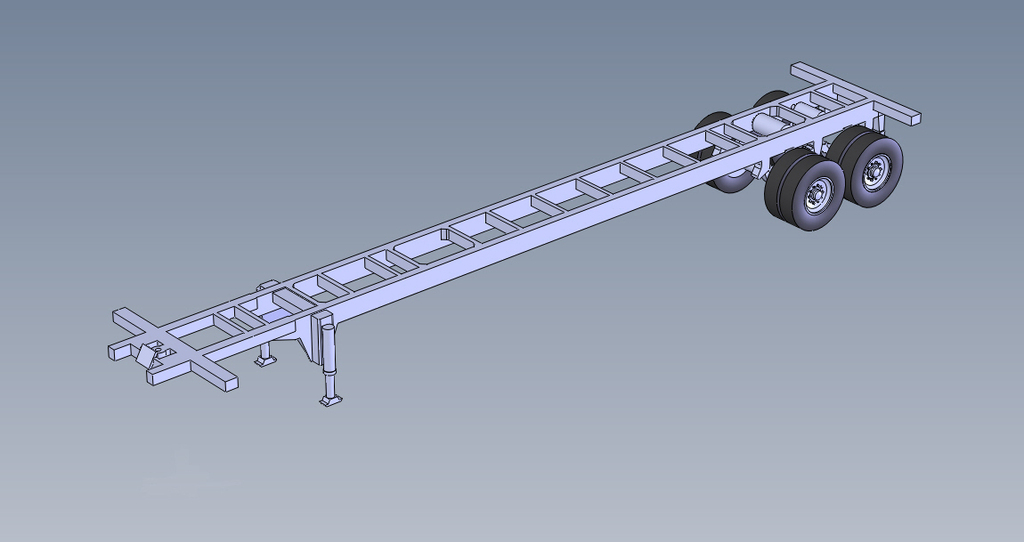 40 Ft Chassis Trailer HO Scale
