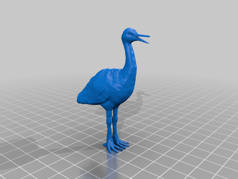 Crane with open beak