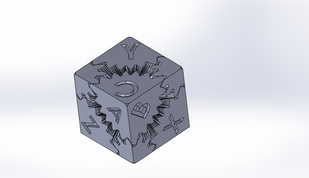 Cube Gear SolidWorks (with text)