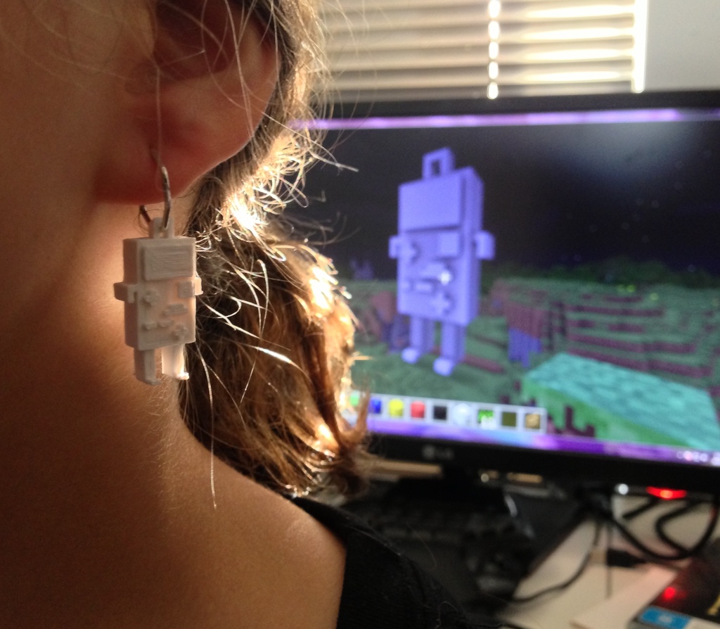 BilbyCNC printober 2012 BMO earrings via Minecraft