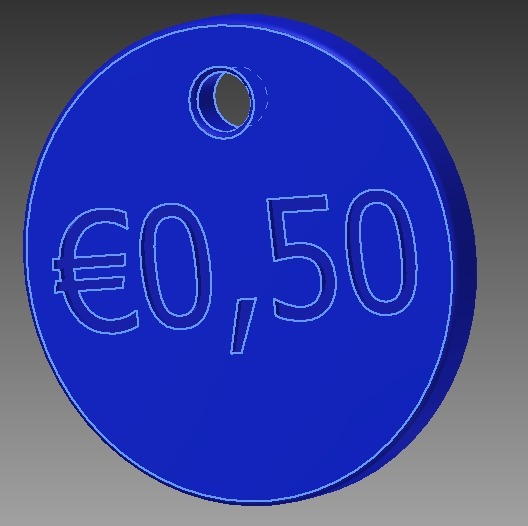 shopping cart 50 eurocent keychain