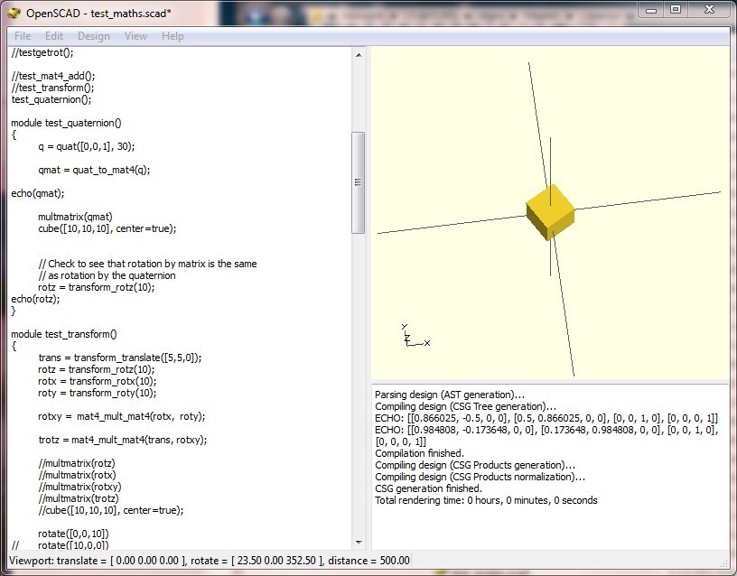Quaternions for OpenScad