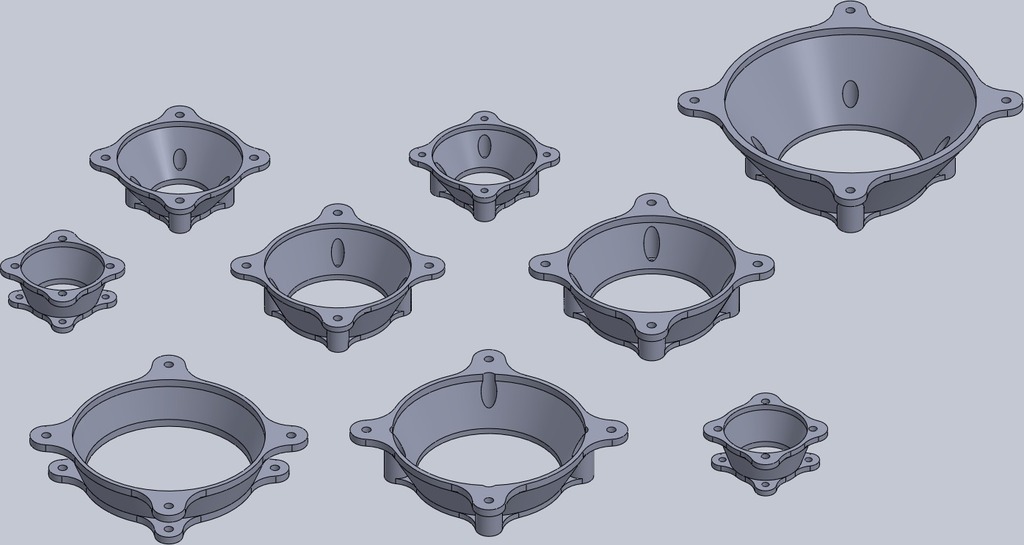Various fan size conversion adapters