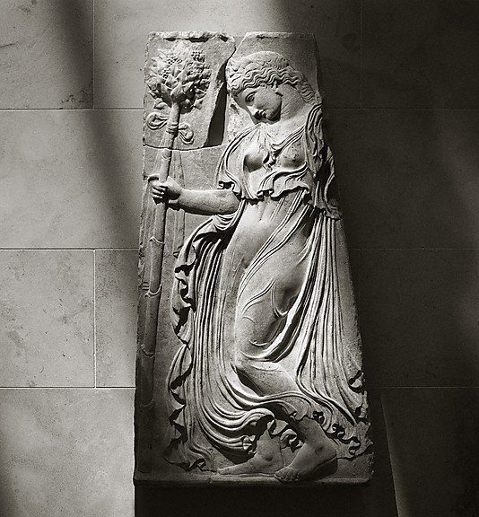 Marble relief with a dancing maenad