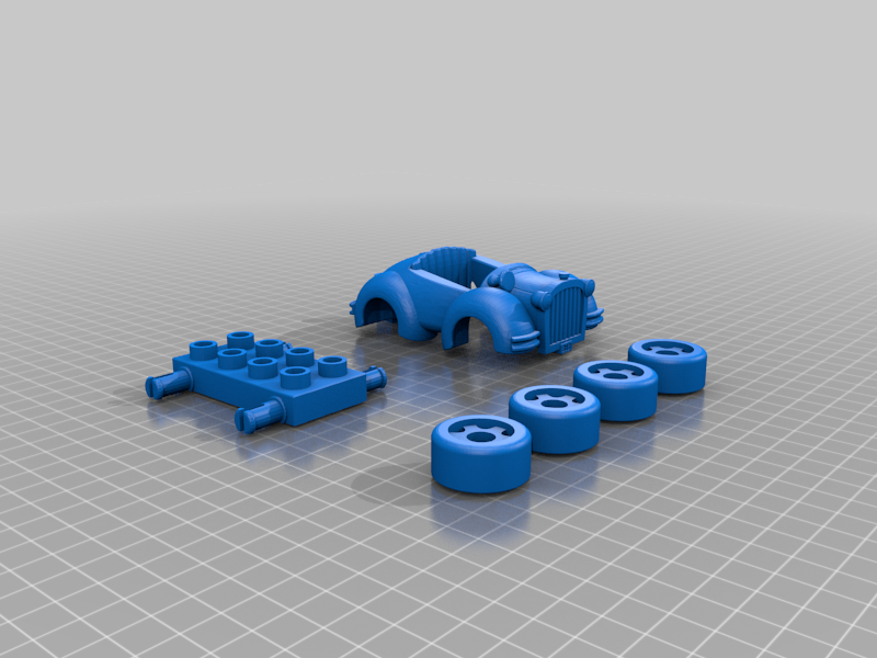Old Cartoon car with Coupler for Duplo
