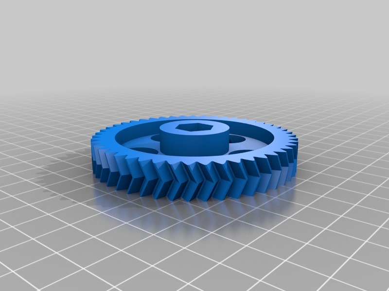 High Res Herringbone Big Gear With 12.8 and 13 mm Hex Head for Greg's Wade Reloaded Extruder