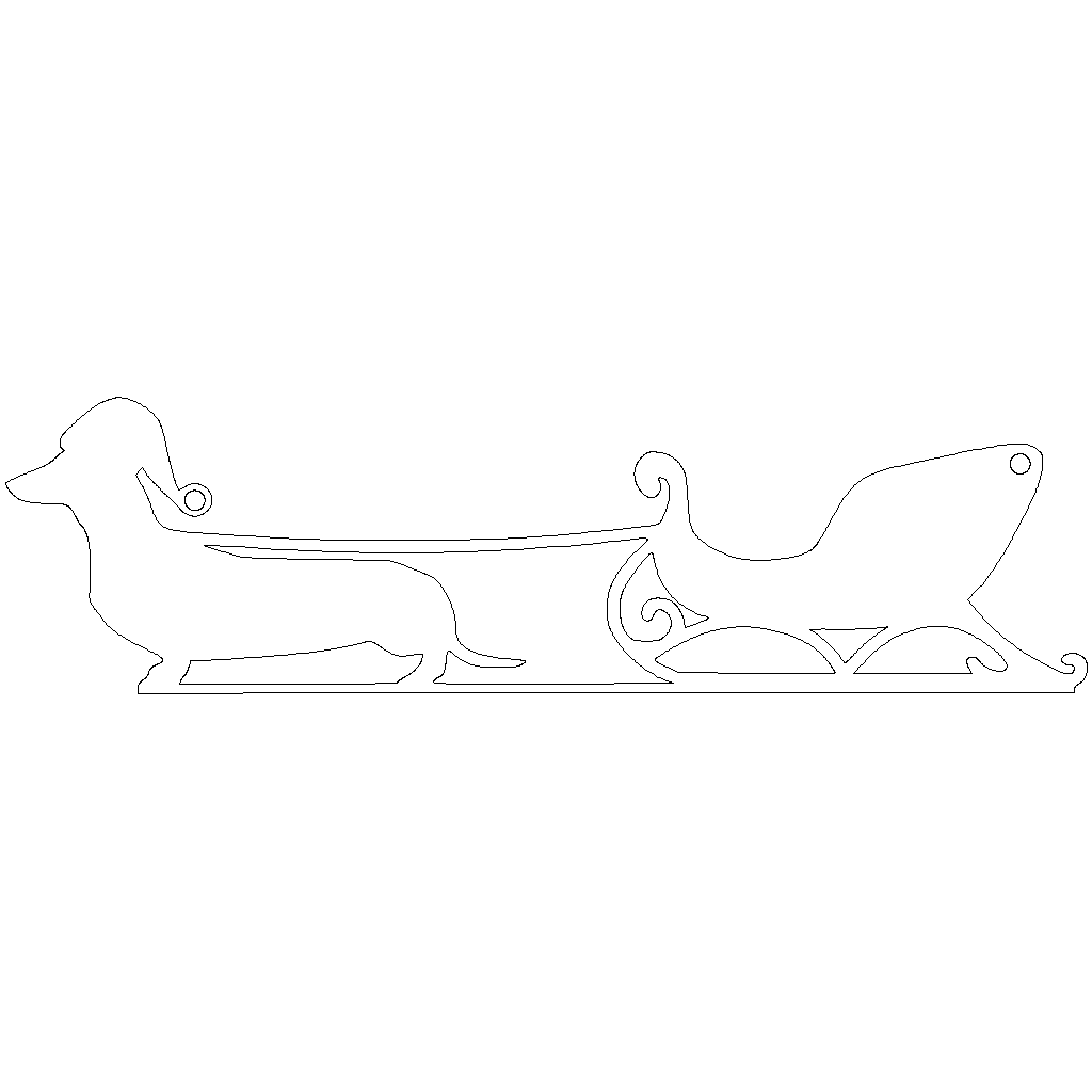 Wiener Dog Sleigh Ornament - Laser Cut
