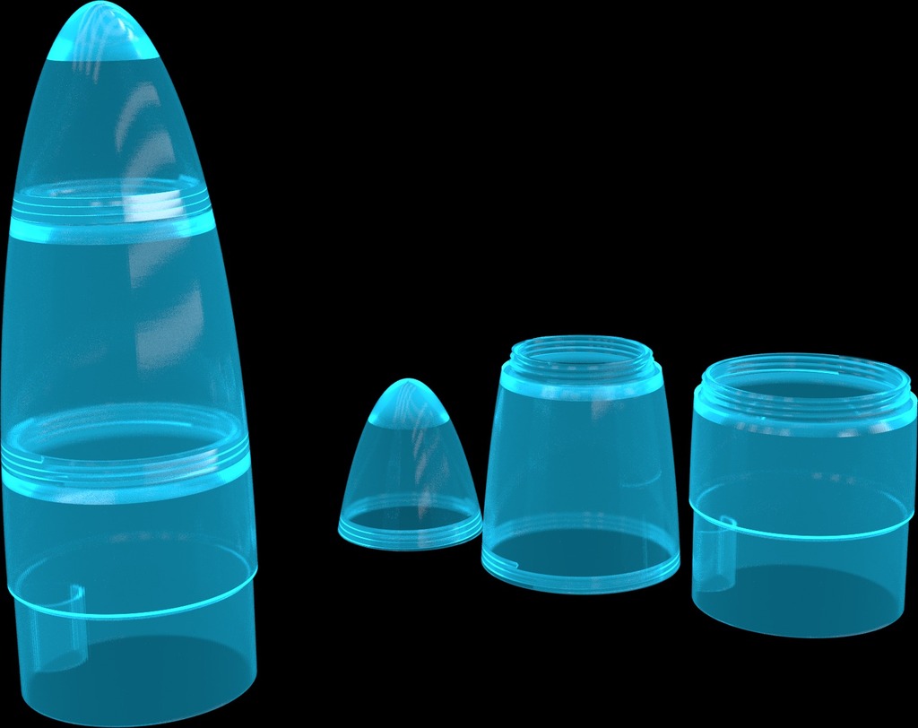 Version 2 Ellipsoidal Threaded Rocket Nose Cone