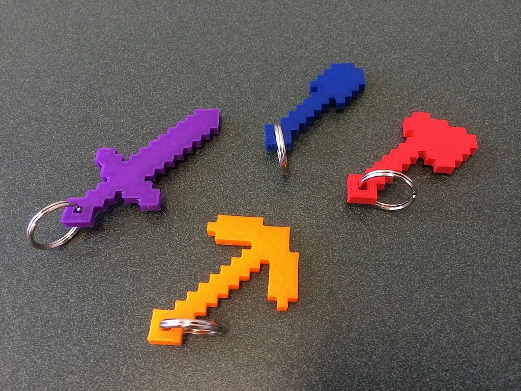 Minecraft Tools with Keychain Hole