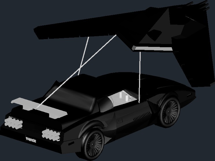Darth Vader driving Knight Rider's KITT car while being airlifted by a Nighthawk spy plane