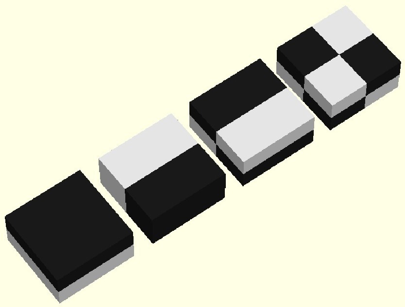 two colour calibration cubes