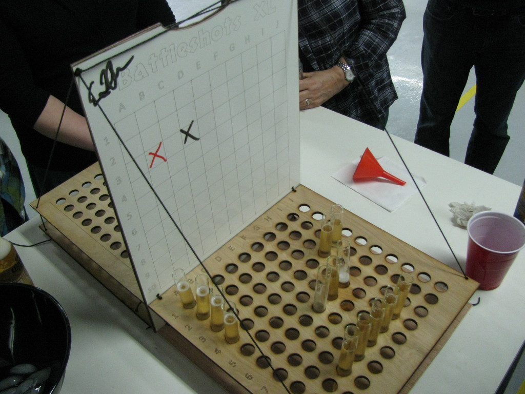 Battleshots XL, a laser-cut drinking game
