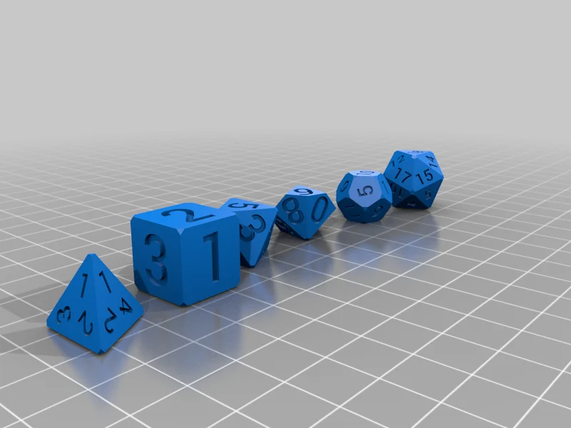 Dice Set D7, simple with cut corners