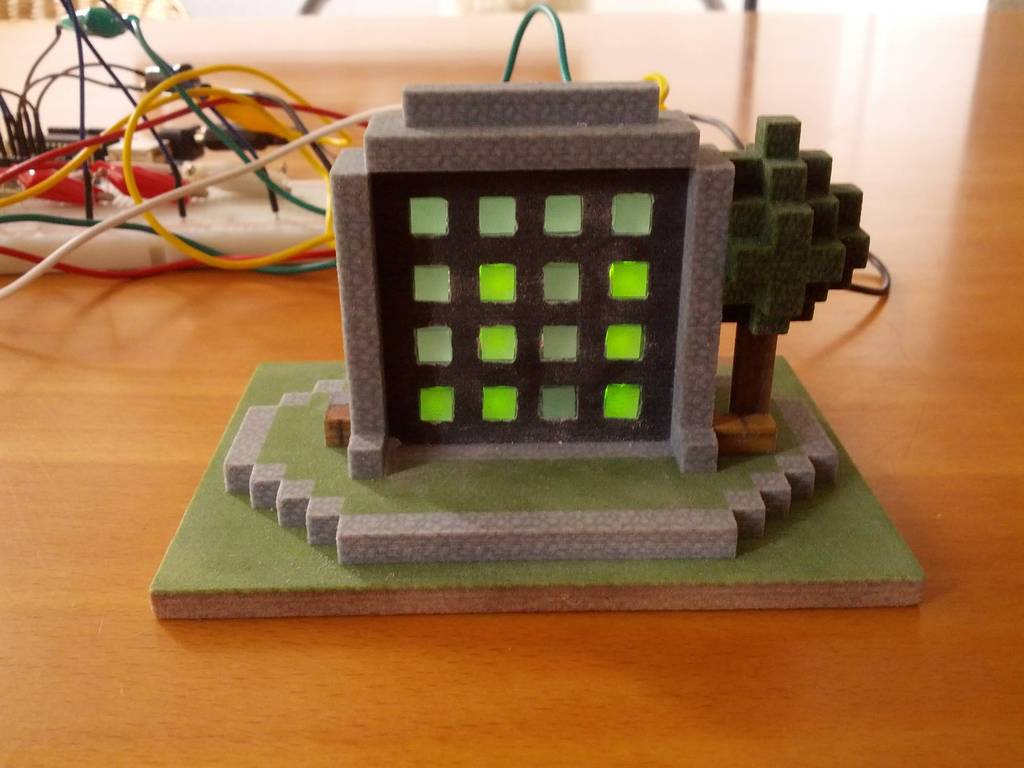 Minecraft-themed binary clock case