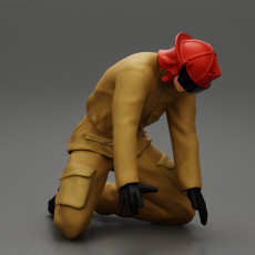 Firefighter sitting and search and rescue