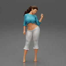Cute model woman in white short t-shirt and Short