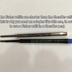 Adapter to use a Fisher Space Pen ink refill inside a classic Sheaffer pen