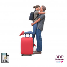 A couple saying goodbye at the station 3D print model