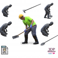 N10 Construction worker with shovel 3D print model