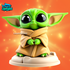 Baby Yoda Chibi STL Model | Cute Alien Jedi 3D Print Figurine | Star Galaxy Miniature Toy