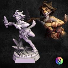 Female Tabaxi Rogue - Tabaxi female rogue with daggers #3 ( Tabaxi / Cat Girl / Vah Shir with short swords )
