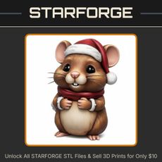 Holiday Christmas Cheerful Mouse in Santa Hat Figurine StarForge Kits 3D Print STL File