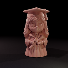 Cute Girl Graduate Chibi Figurine for 3D Printing