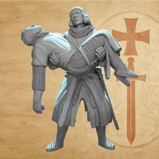 Medieval Knight Carrying a Wounded Brother | 3D Printable STL | Historical Wargaming Miniature | 28mm / 32mm Scale