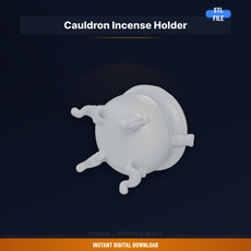 Miniature Witch Cauldron With Three Legs, Wide Rim, - STL File for 3D Printing