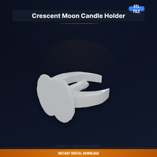 Crescent Moon Shaped Candle Holder, Taper Candle Size, - STL File for 3D Printing